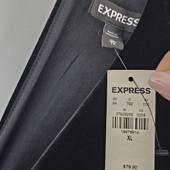 Express Black Velvet Dress Babydoll Sleeveless XL Holiday Cocktail Party NEW $79 - Picture 3 of 11